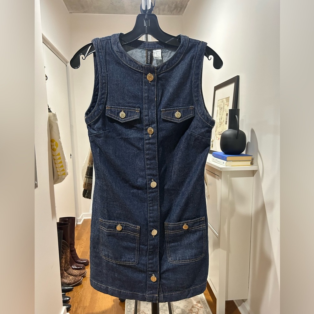 Denim Sleeveless Button-Up Dress